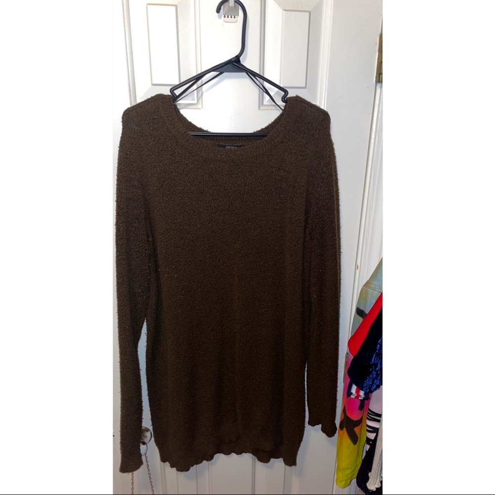 Olive Knee Length Sweater